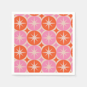 Guardanapo De Papel Estrelas de meio século sobre Cricles cor-de-rosa