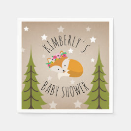 Guardanapo De Papel Estrelas de Raposa Sonolenta + Chá de fraldas Flor