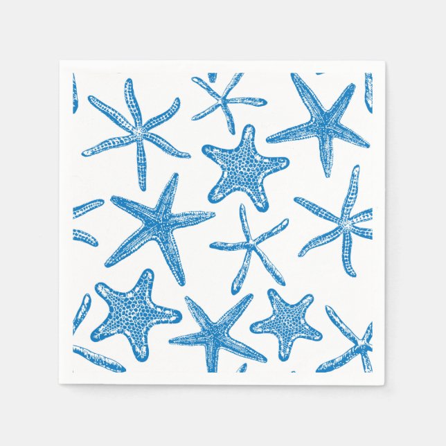 Guardanapo De Papel Estrelas do mar em azul (Frente)
