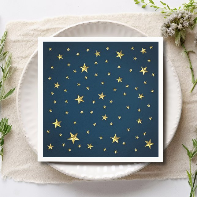 Guardanapo De Papel Estrelas Douradas Azul marinho Personalizadas (Criador carregado)