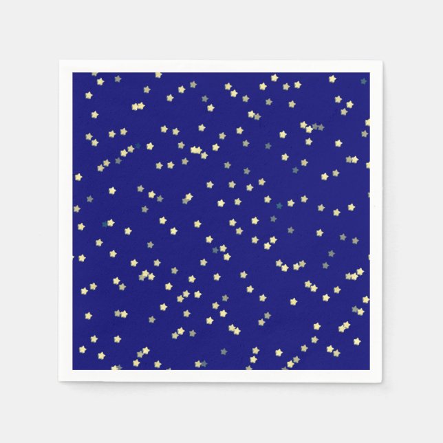 Guardanapo De Papel Estrelas Douradas em azul (Frente)