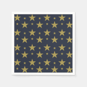 Guardanapo De Papel Estrelas Douradas em Azul Naval – Elegante e Atemp