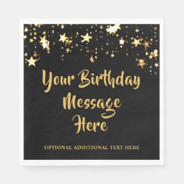 Guardanapo De Papel Estrelas Douradas Negras Modernas de Aniversário P