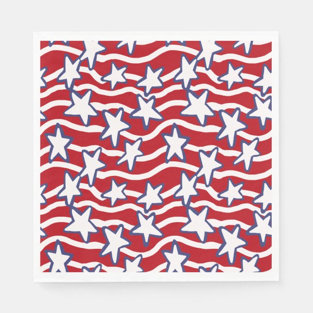 Guardanapo De Papel Estrelas e Stripes Fluidas da América (Frente)