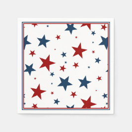 Guardanapo De Papel Estrelas Patrióticas em Branco Vermelho e Azul