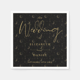 Guardanapo De Papel Estrelas Pretas E Douradas E Casamento Celestial D