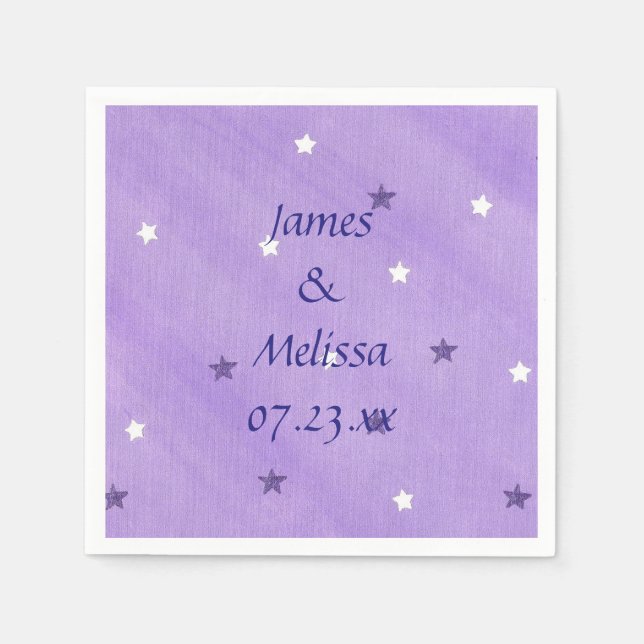 Guardanapo De Papel Estrelas Roxas e Brancas Personalizadas Napkins (Frente)