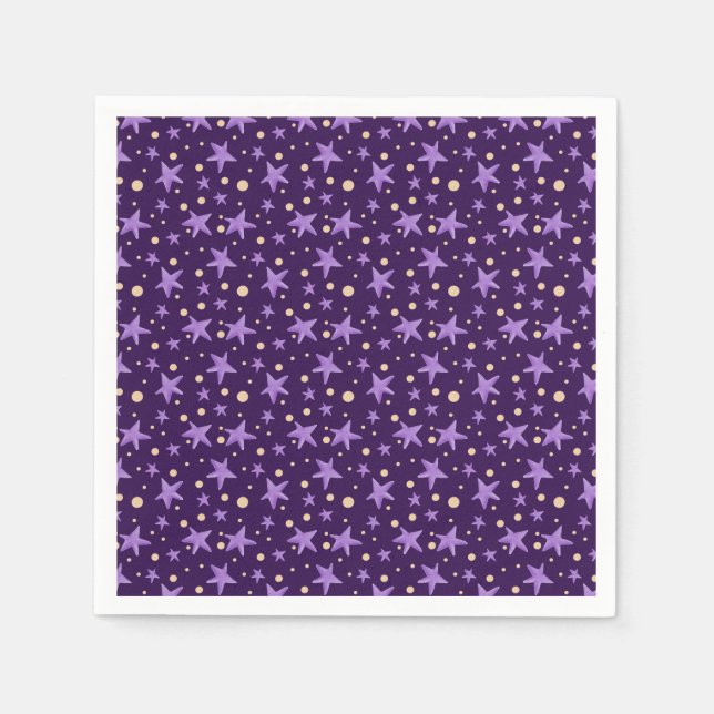 Guardanapo De Papel Estrelas Roxas Violet Starry Night Chá de fraldas (Frente)