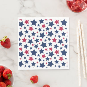 Guardanapo De Papel Estrelas Vermelhas e Azuis - Padrão de bandeira Am