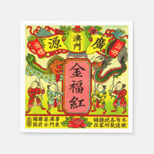 Guardanapo De Papel Etiqueta chinesa do foguete do vintage do ano novo