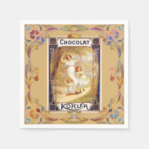 Guardanapo De Papel Etiqueta de chocolate vitoriano elegante floral bo