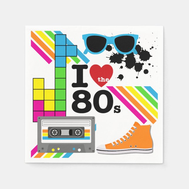 Guardanapo De Papel Eu adoro o Papel Napkins dos anos 80 (Frente)