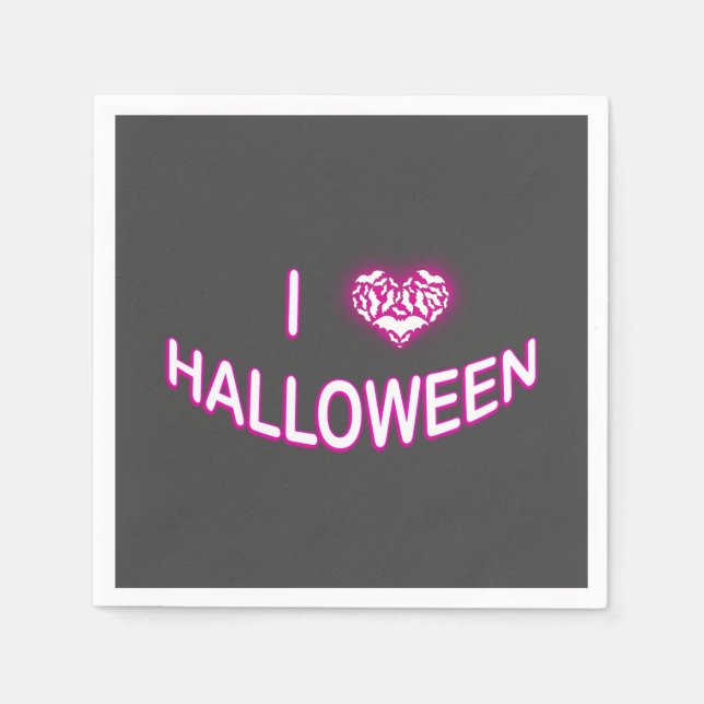 Guardanapo De Papel Eu Amo Halloween (Bastty Love Heart) Purple White (Frente)