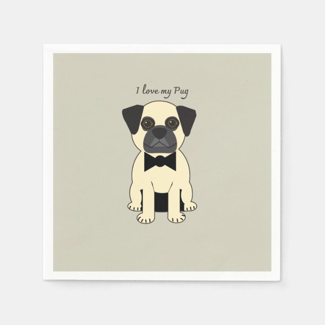 Guardanapo De Papel Eu Amo Meu Pug (Frente)