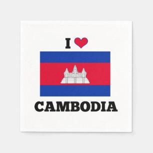 Guardanapo De Papel Eu amo o Camboja