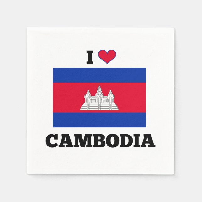 Guardanapo De Papel Eu amo o Camboja (Frente)