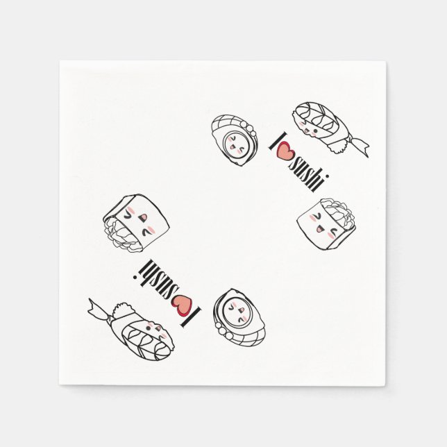 Guardanapo De Papel Eu amo Sushi Napkin (Frente)