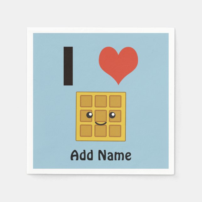 Guardanapo De Papel Eu amo Waffles (Frente)