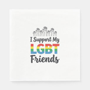 Guardanapo De Papel Eu Apoio Meus Amigos LGBT Orgulho Arco-Íris Vetor 