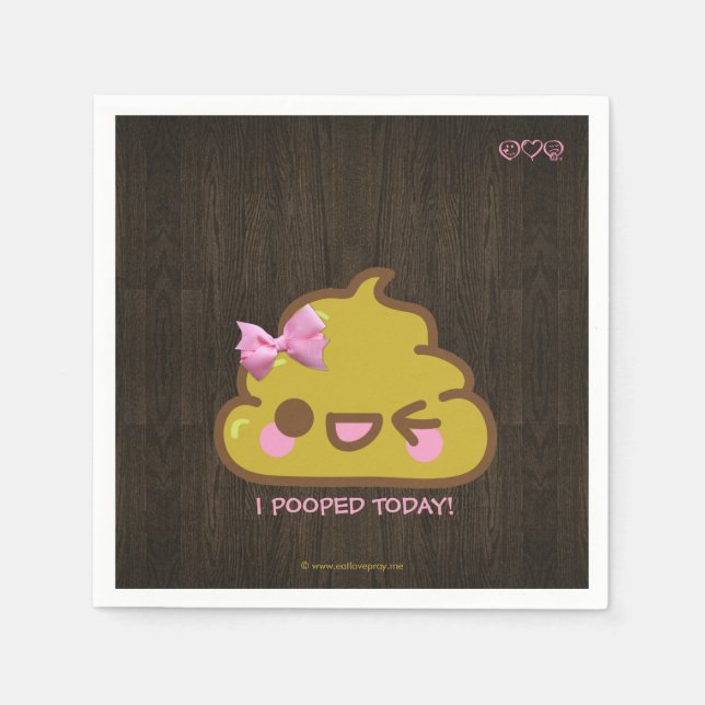 Guardanapo De Papel Eu Cuspei Hoje! Poo Bonito com Arco Rosa (Frente)