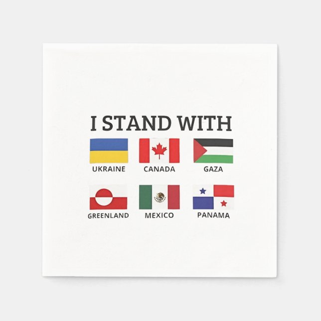 Guardanapo De Papel Eu fico com o Canadá México Gaza Ucrânia (Frente)