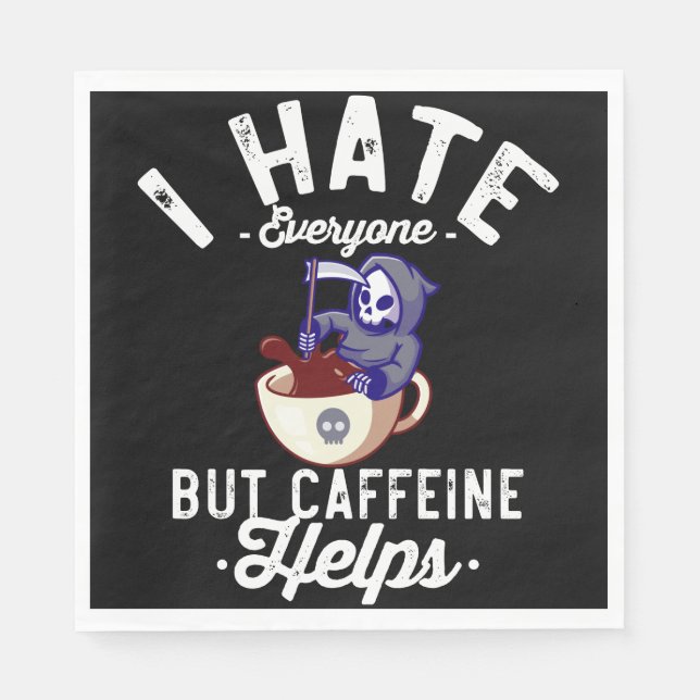 Guardanapo De Papel Eu Odeio Todos Mas a Cafeína Ajuda Crânio Hallowee (Frente)