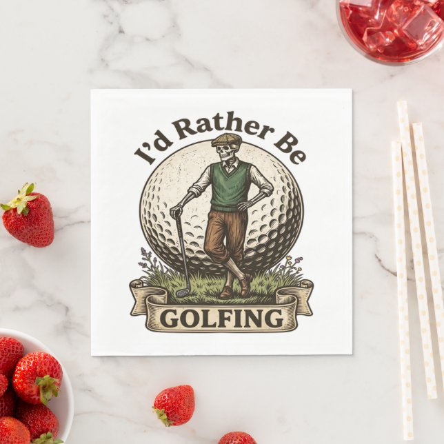 Guardanapo De Papel Eu Preferiria Estar Jogando Golfe  (Insitu)