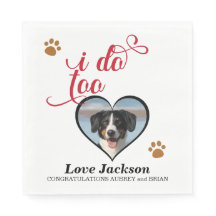 Eu Também. Casamento Napkin com a Foto dos Cães
