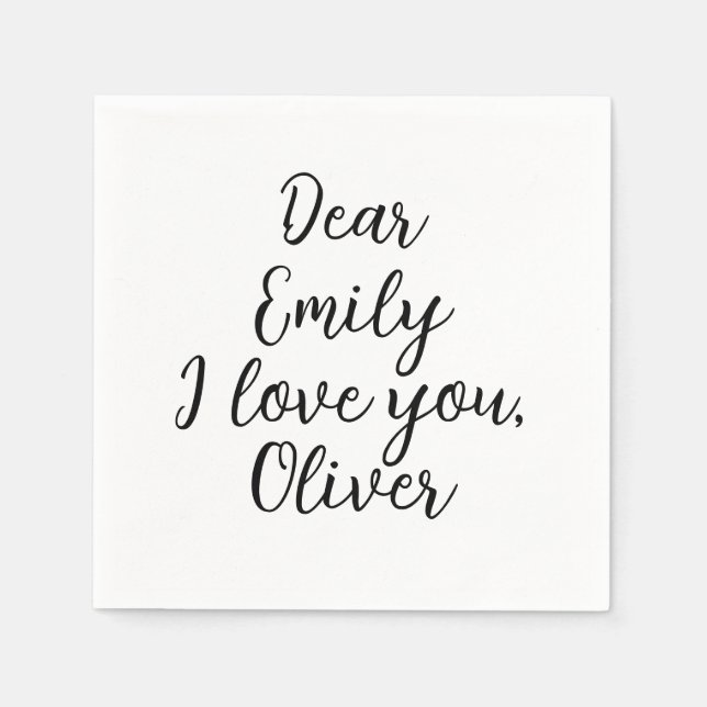 Guardanapo De Papel Eu Te Amo Modelo de Texto (Frente)