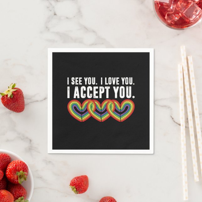 Guardanapo De Papel Eu Vejo Você Eu Amo Você Eu Aceito Você Arco-íris  (Insitu)