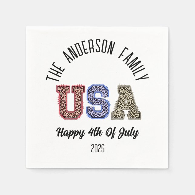 Guardanapo De Papel EUA Cheetah Impressão Personalizado Nome da Reuniã (Frente)