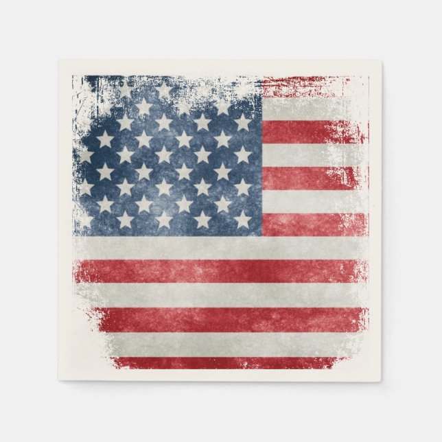 Guardanapo De Papel EUA Grunge American Flag (Frente)