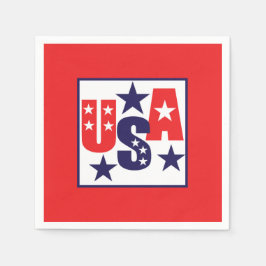 Guardanapo De Papel EUA Vermelho, Branco e Azul com Estrelas