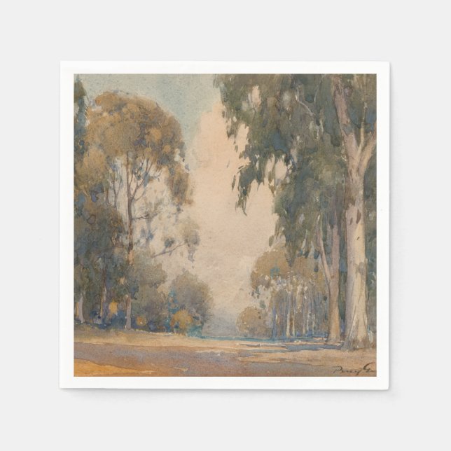 Guardanapo De Papel Eucalipto (1922) - Delicado Aquarela Botânica (Frente)