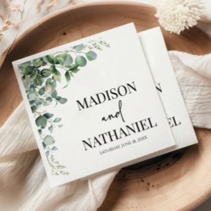 Guardanapo De Papel Eucalipto Verde Deixa Casamento Botânico Verde