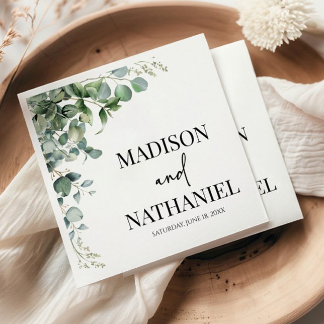 Guardanapo De Papel Eucalipto Verde Deixa Casamento Botânico Verde (Criador carregado)