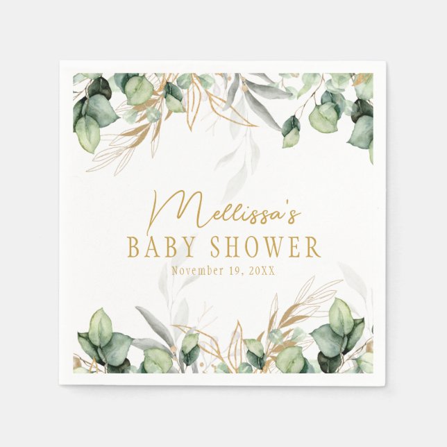 Guardanapo De Papel Eucalipto Verde Folha Verde e Chá de fraldas Doura (Frente)