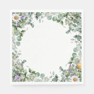 Guardanapo De Papel Eucalyptus and Wildflower Elegant Wedding Cocktail