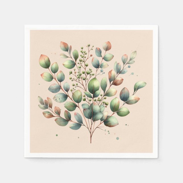 Guardanapo De Papel Eucalyptus botânico creme (Frente)