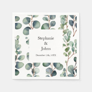 Guardanapo De Papel Eucalyptus Branches Green Dusty Blue Artsy Casamen