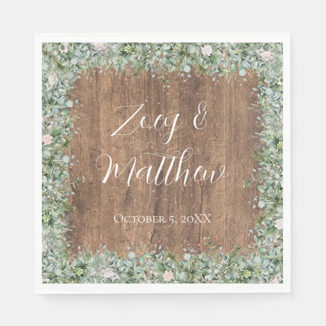 Guardanapo De Papel Eucalyptus Dusty Rose Napkins | Greenery Floral (Frente)