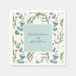 Guardanapo De Papel Eucalyptus E Casamento De Casais Dourados