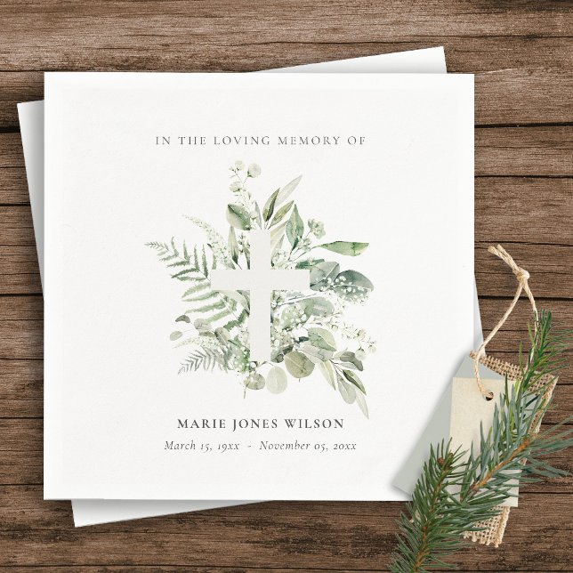 Guardanapo De Papel Eucalyptus Fern Fauna Cross Memorial Simpatia (Criador carregado)