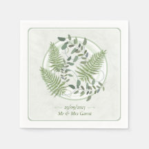 Eucalyptus & Fern Rings Papel de Casamento Napkin