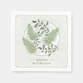Guardanapo De Papel Eucalyptus & Fern Rings Papel de Casamento Napkin