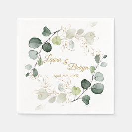 Guardanapo De Papel Eucalyptus Foliage Dourada deixa casamento