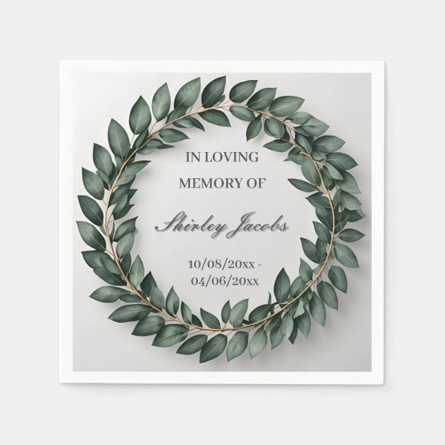 Guardanapo De Papel Eucalyptus Funeral Wreath Elegante Memorial (Frente)