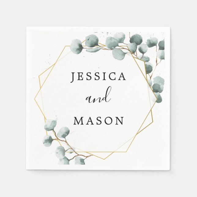 Guardanapo De Papel Eucalyptus Greenery Casamento Cocktail Napkin (Frente)