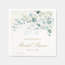 Guardanapo De Papel Eucalyptus Greenery Dourado Chá de panela Elegante