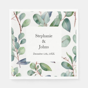 Guardanapo De Papel Eucalyptus Greenery Dusty Arte Azul Simples Casame